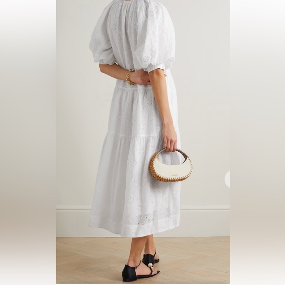 NWT $568 Frame V Neck Puff sleeve maxi dress white size X Small - Picture 2 of 12